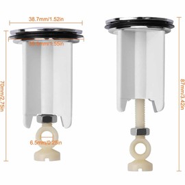 Set of 2 Drain Plugs, Universal & Height-Adjustable Premium Sink Plugs, 40 mm, Replacement Plug for Sink, Kitchen, Bathroom, Sink