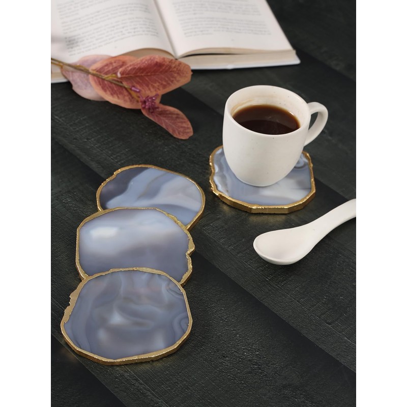 Mr. Stone Creations Grey Agate Coasters – Set of 4