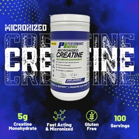 PERFORMANCE INSPIRED Nutrition Micronized Creatine Monohydrate – 100% Pure, Unflavored – 5G Per Serving – 100 Servings – 1.1 LB