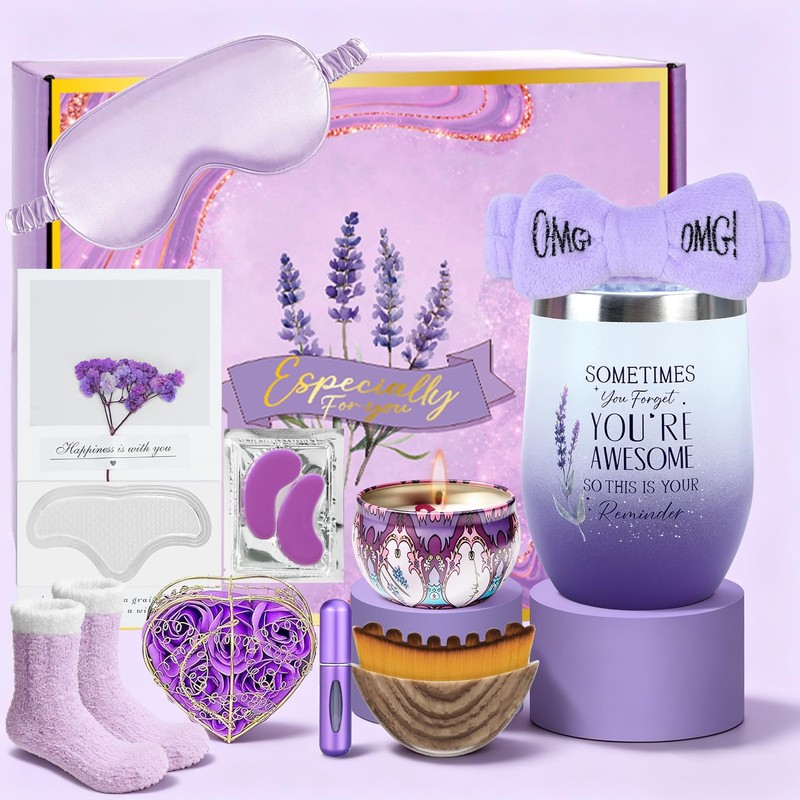 Regalos de Cumpleaños para Mujer,12 Canasta de Regalo de Spa