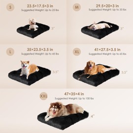 EHEYCIGA Fluffy XXL Dog Crate Pad, Plush Faux Fur Dog Bed for Extra Large Dogs, Calming Anti Anxiety XXL Dog Bed for Crate, Washable Soft Warm Dog Crate Mat with Non-Slip Bottom, Black