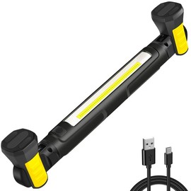 3000LM Work Light Flashlight, 5200mAh Rechargeable Underhood Lighting with Magnetic Base & Hanging Hooks, Handy Light for Car Repair/Garage/Job site/Power Outage/Emergency, Waterproof Durable Ledlight, Boyfriend Husband Father's Gift:_blk-Yellow