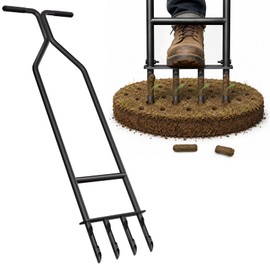 Roetelo Manual Lawn Aerator Tool, Heavy Duty Core Aerator with Hollow Tines, Stainless Steel Grass Aerator for Soil Compaction Relief, Yard & Lawn Care Tool