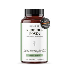 Rhodiola Rosea Nullure | 3% Rosavin and 1% Salidroside | Vegan + No Additives | Stress and Anxiety Relief · Mood Improvement · Energy · Fatigue | Rose Root Capsules | 120 Capsules (4 Months)