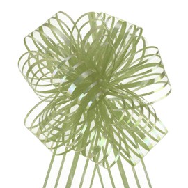 MECCANIXITY 15pcs 6 Inch Organza Large Pull Bow Gift Wrapping Bow Ribbon Chiffon Yarn Grass Green for Wedding Baskets Presents Christmas Valentine's Day