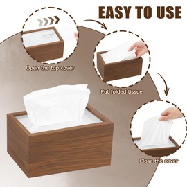 HMIEPRS Tissue Box Cover, Rectangular Multifunctional Tissue Box Holder, Wood Decorative Facial Tissue Box Organizer for Bedroom Living Room Home Night Stand Table Office