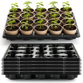 RooTrimmer 20 Cell Plant Trays for Carrying 3 inch Round Nursery Pots, Sturdy Plastic Trays Suitable for Holding 100 pcs Peat Pots (5 Packs)