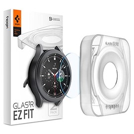 Spigen Tempered Glass Screen Protector [GlasTR EZ FIT] designed for Galaxy Watch 4 Classic (46mm) - 2 Pack