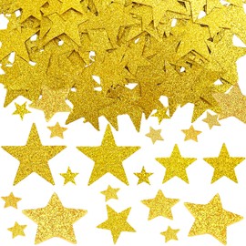 DazzJoy Pack of 200 Glitter Confetti Stars Confetti Christmas 1-3 cm, 3 Sizes Stars Decoration Gold, Christmas Confetti Decoration Stars, Glitter Stars Confetti Decoration New Year's Eve, Sequins Star