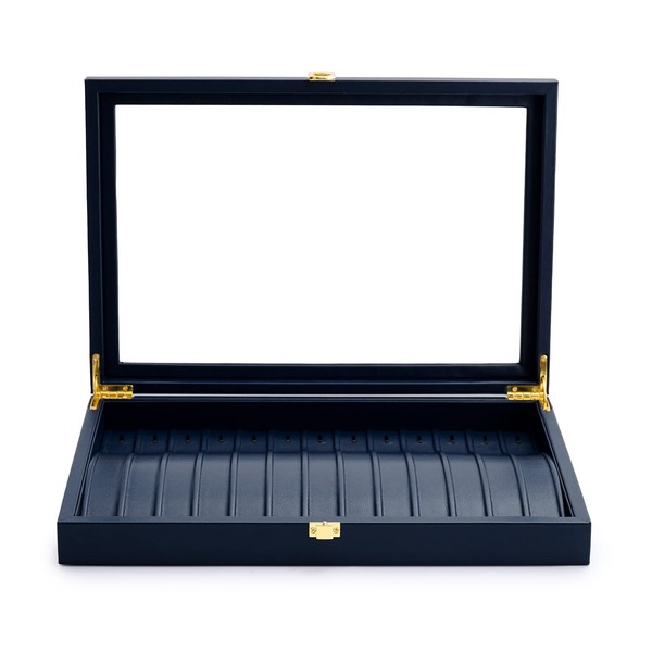 Oirlv Premium Blue Leather Necklace Bracelet Organizer Tray with Acrylic