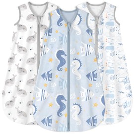 Yoofoss Baby Sleep Sack 18-24 Months 0.5 Tog Wearable Blanket for Baby, 3 Pack 100% Organic Cotton Infant Toddler Sleeping Sack 2-Way Zipper Lightweight Sleep Sack