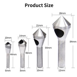 BRIOTA 4 Pcs Countersink Chamfer Hole Drill Bit, Titanium Coated Drill Bit Set HSS 4241, 90 Degree Wood Drill Bits Set for Crosshole Cutting Wood, Metal and Plastic (Silver)