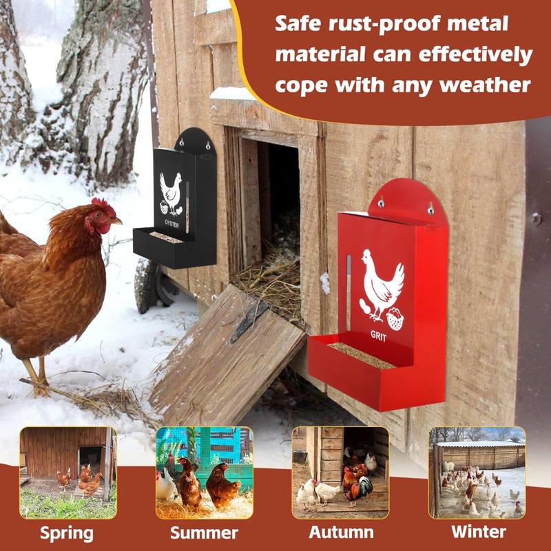 Crazydeer 2 Pack Chicken Grit and Oyster Shell Feeder, Metal