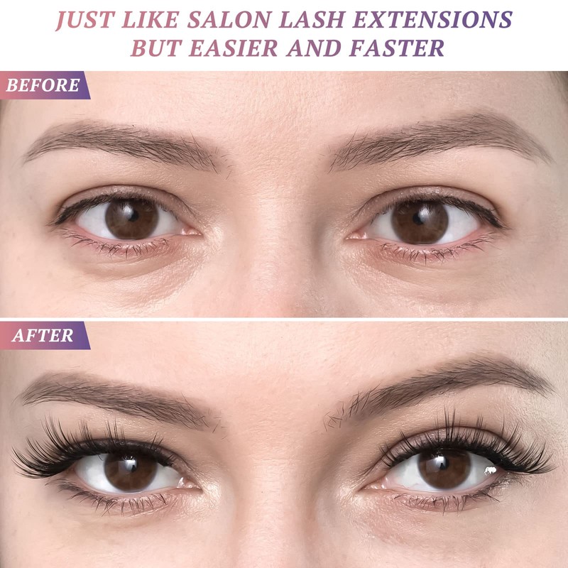 AKXSINKA Cluster Lashes, D Curl DIY Lash Extensions, Weightless Thinnest