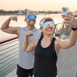 P-V Sports Fan Sunglasses for Men Women, UV400 Protection Lightweight Sun Glasses for Cycling Fishing Running (C1)