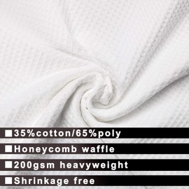 Hotel Style Cotton Shower Curtain with Snap-in Fabric Liner, Mesh Window Top, Honeycomb Waffle Weave Cotton Blend Fabric, Washable, White, 72x72 Inches