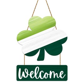 St Patricks Day Wreath St Patricks Day Door Decorations Shamrock Wreath Hanging Decor Wooden Front Door Hanger Welcome sign for Wall Indoor Home Decor