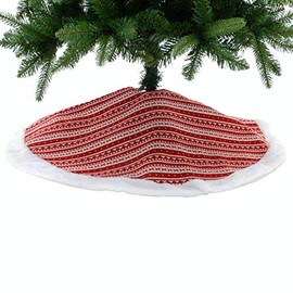 Festive Productions Red & White Scandi Christmas Tree Skirt : White Fur : 90cm : P024552