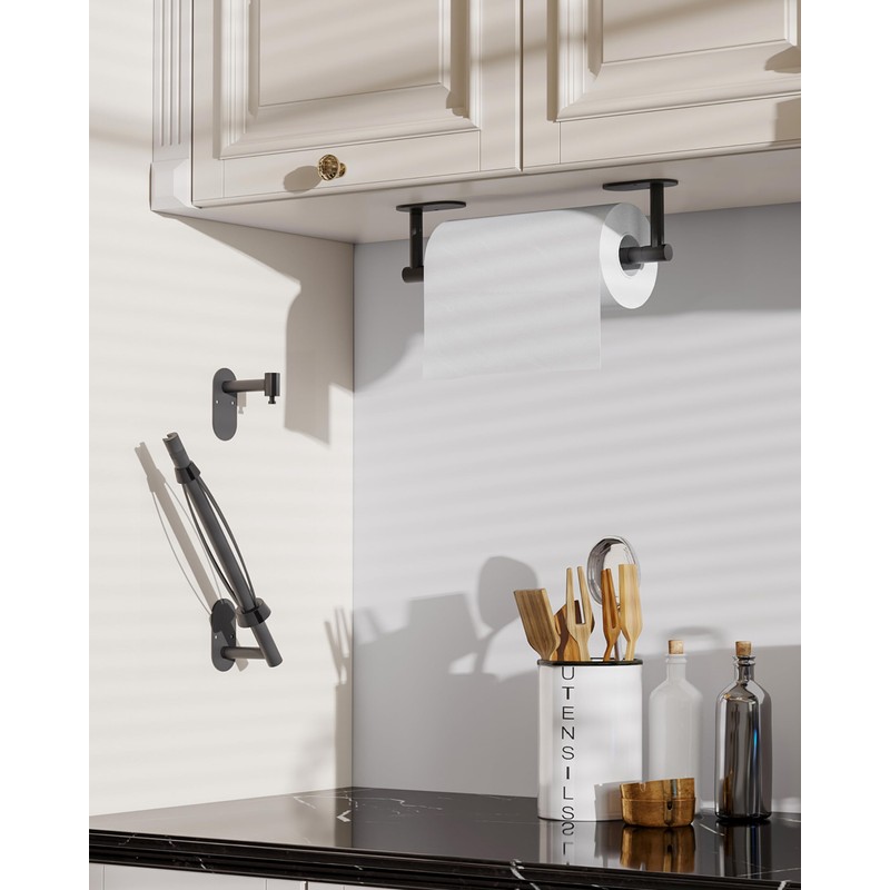 BATHDANCE Paper Towel Holder Under Cabinet, Single Hand Operable Roll