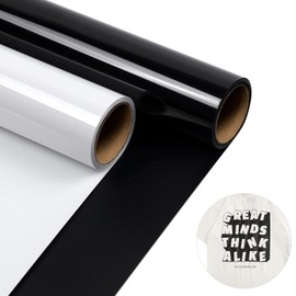 Plotter Film Textile - Set of 2 Rolls 30.5 x 304 cm Flex Film Plotter Textile, Iron-On Film for Textiles for DIY T-Shirt, Fabric (Black/White)