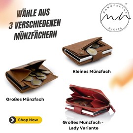 Manufaktur Nikita® Elegant slide wallet | credit card case RFID protection genuine leather for 10 cards with box