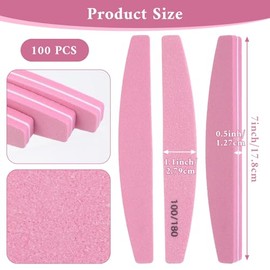 Paquete de 100 pulidores de uñas de grano 100/180, limas de uñas resistentes para mujeres, lavables, de doble cara, lima de bloque de lijado para uñas