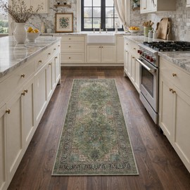 GENIMO 2X5 Washable Runner Rug for Kitchen, Boho Vintage Non Slip