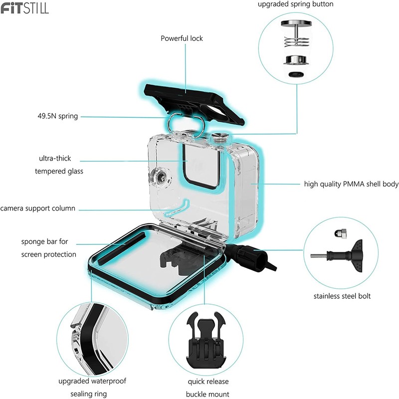 FitStill Waterproof Dustproof Protective Housing for Go Pro HERO 8