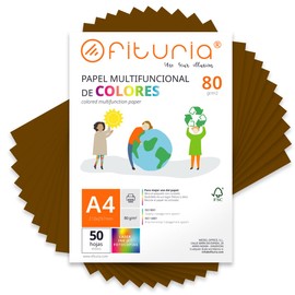 Colourful Paper, 50 Sheets of A4 80g - Coloured Paper for Crafts, Printers, Scrapbooking - Colour Sheets - Ideal for Origami, Paper Folding, Office and School (Brown, 50 Sheets)