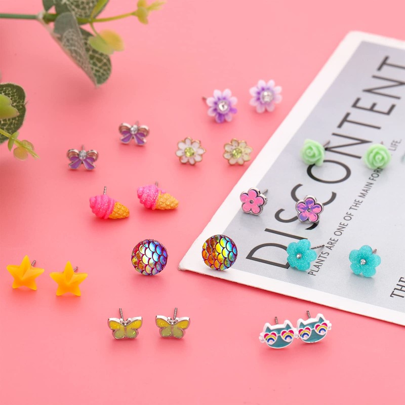 NEWITIN 100 Pares De Aretes Lindos Y Coloridos Para Niñas,