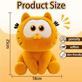 PLNVNVP Fat Orange Plush Cat Garfied Doll Plush Fat Orange Cat Plush Cat Plush Toy for Cuddling, Playing and Sleeping, Garfied Gift for Children Girls Boys 25 cm