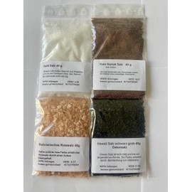 Salz Set 16 tlg, Hawaii Salz, Kala Namak, Kristallsalz, Totes Meer Salz, Halit Salz, frei von Zusätze