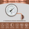 Dunuo 4" Brass Outdoor Thermometer, Indoor Thermometer for Room –