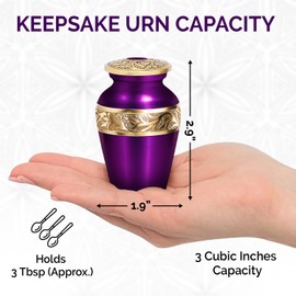 Solace Forever - Urnas pequeñas para cenizas humanas, mini urna conmemorativa decorativa para mujeres y hombres, urna de recuerdo púrpura para cenizas, urna de recuerdo personal para tus seres