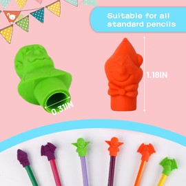 18 Pcs Pencil Cap Erasers, Assorted Tri-Color Eraser Toppers for Homework, Drawing Desk Organization