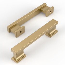 Amerdeco 10 Pack Champagne Bronze Cabinet Pulls 3-3/4 Inch(96mm) Hole Center Drawer Pulls Cabinet Hardware Kitchen Cabinet Handles for Bathroom Dresser Pulls ZH00013