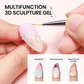 SUPWEE 3D Nail Gel, Sculpting Painting Gel for Nails Art with No Wipe Chrome Powder for Nail Charms Rhinestone DIY Manicure at Home