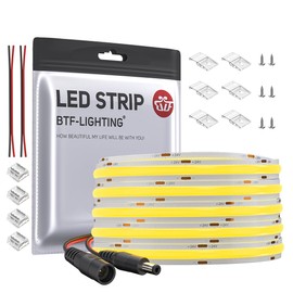 BTF-LIGHTING FCOB COB LED Strip Warm White 3000K Flexible High Density Uniform Light Dimmable LED Strip CRI90+ 10M 528LEDs DC24V 14W/m Bendable FOB LED Ribbon for DIY Indoor Lighting Projects
