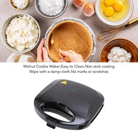 Walnut Cookie Mold Maker 12, Non Stick Double Sided Walnut Cookie, Walnut Cookies Mold Press Grill For Flapjacks, Walnut Cookie Maker Electric Non Slip Feet, Nut Cookies Black