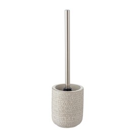 WENKO Pergole Freestanding Toilet Brush Ceramic with Stainless Steel Brush Handle Toilet Brush Holder for Bathroom and Toilet Cream Beige Brush Head Changeable Diameter 10.5 x 38.5 cm Brush Head