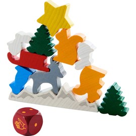 HABA - Pyramid of Animals Christmas Edition - Skill Game and Stacking Game - Metal Tin - 4 Years and Up - 305526 Red