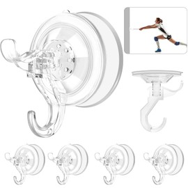 AENTGIU Suction Cup Hooks, 5 Pack Shower Hooks with Adhesive Suction Tab Hold up to 11LB, Waterproof Removable Strong Wreath Hanger Available for All Surfaces