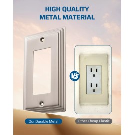 DEWENWILS 4-Pack Brushed Nickel Outlet Covers Decorative Metal Wall Plates - 1 Decorator 4 pk