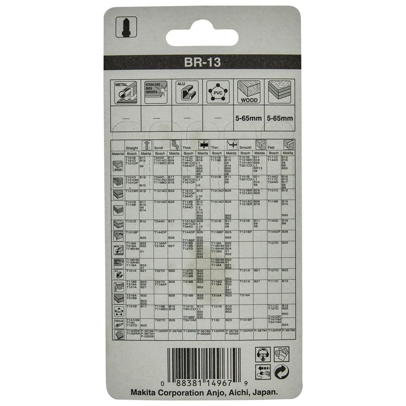 Makita A-85793 jigsaw blade BR13, high-carbon steel for wood and