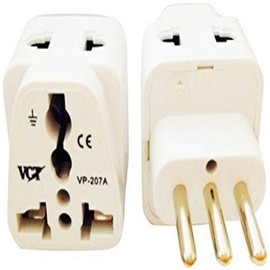 Vct Vct Vp207A/W Type"L" Usa To Italy Travel Plug Adapter 2Outlet Universal Adaptor, White