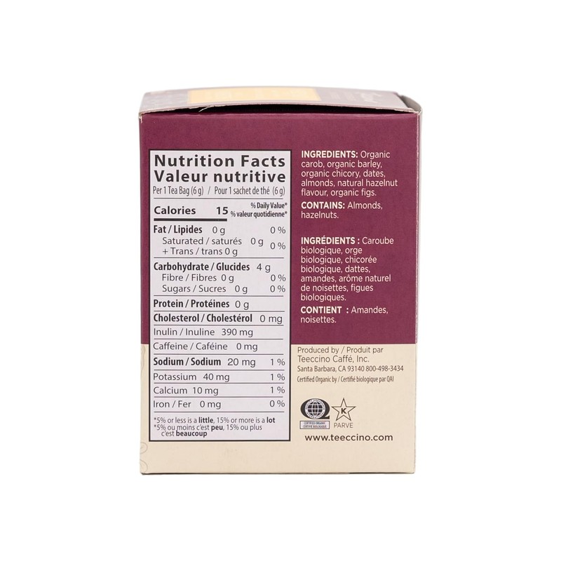Teeccino Hazelnut Herbal Tea - Rich & Roasted Herbal Tea