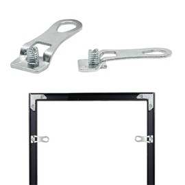 PHS Metal Picture Hanger D-Ring for Frame Channels - 12 Pack - Aluminum Alloy Picture Frame Parts with Screws - Fits Open-Type #11 Profile Metal Frames - Euro Hook Hardware