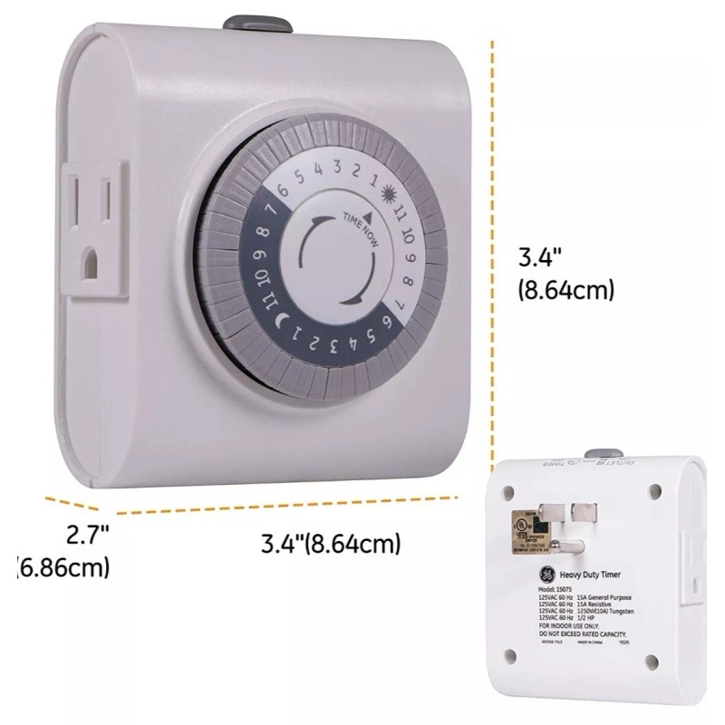 GE NEW, GE 24-Hour Heavy Duty Timer for Indoors, Controls