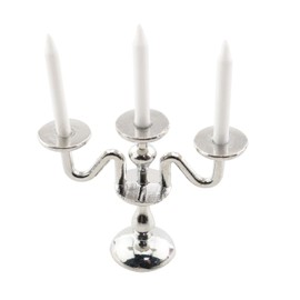 TAODAN 1:12 Dollhouse Miniature Candlesticks Doll Accessories Playing House Scene Model Silver 1/12 Scale Dollhouse Candle Holder