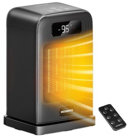 MORENTO Space Heater, 70° Oscillation, LED Display, 12H Timer, Thermostat, Overheat Protection, ECO, Small Space Heaters for Indoor Use, 1500W Ceramic, Heater for Bedroom, Office, Home (Black, 1 Pack)